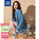 唐獅（TonLion）2025春女復古口袋牛仔翻領(lǐng)長(cháng)袖襯衫 中牛仔藍 L 
