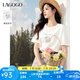 lagogo簡(jiǎn)約印花圓領(lǐng)T恤女拉谷谷2025年夏季新款清爽通勤百搭小白t 本白色 M