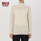 無印良品 MUJI 女式 棱紋編織 高領(lǐng)毛衣 W7AA873 秋冬長(zhǎng)袖針織衫 米白色 S