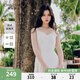 秋水伊人V領(lǐng)蕾絲寬肩帶連衣裙2025夏季新款女休閑簡約百搭中長裙 本白 L
