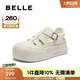百麗（Belle）鏤空羅馬涼鞋女厚底增高休閑豬籠涼鞋B2661BH5 白色 37 (235mm)
