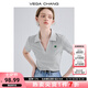 VEGA CHANG愛(ài)心針織t恤女2025夏款設(shè)計(jì)感polo領(lǐng)法式短袖提花上衣 鴿羽灰 M