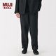 無(wú)印良品（MUJI）男式 漢麻 水洗 錐形褲 男士長(zhǎng)褲子夏季休閑褲男款男裝 AE0ZPC5S 黑色 L (175/88A)