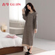 古今（GUJIN）保暖半邊絨睡裙女睡袍秋冬季加厚雙面絨長(cháng)袖睡衣連衣裙外穿家居服