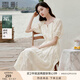 香影法式天絲連衣裙女2025夏季新款度假風(fēng)刺繡米白收腰泡泡袖裙子 米白 S 155/80A/85-95斤