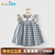 優(yōu)奇嬰兒衣服夏款女寶寶連衣裙洋氣公主裙格子裙薄款嬰幼兒背帶裙