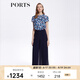 PORTS寶姿女士休閑褲春夏時尚飄逸雪紡闊腿褲LM8P062KWP052 丈青 L (8)