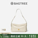 BAGTREE【明星同款】包包樹奶盒包植鞣牛皮新款輕奢品牌單肩斜挎Hobo女包 皎月白-中號【磁吸拉鏈款】 高級小眾