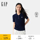GAP女裝2025春季新款刺繡logo短袖polo領針織衫學院風上衣729137