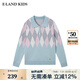 E·LAND KIDS衣戀男女童針織衫冬季新品撞色菱格紋翻領(lǐng)毛衣 L/Green淺綠色/41 170 cm