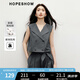 紅袖肌理感馬甲外套2025夏季新款女裝H型抽繩雙排扣翻領(lǐng)休閑顯瘦上衣 墨綠350 L
