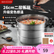 美廚（maxcook）不銹鋼蒸鍋 26cm二層蒸鍋湯鍋 感溫設(shè)計(jì) 燃?xì)鉅t電磁爐通用MCZ880
