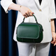 絲芙倫純牛皮斜挎手提小方包女百搭2026新款真皮兩根肩帶女神節休閑小包 墨綠色-頭層牛皮 配兩根肩帶