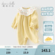 戴維貝拉（DAVE＆BELLA）滿月女寶寶衣服嬰兒爬服幼童連體衣秋季新款幼兒睡衣小童包屁衣 黃色格【現(xiàn)貨】 80cm （建議身高73-80cm）