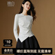 晚白【斷碼清倉(cāng)拼手速】設(shè)計(jì)感顯瘦內(nèi)搭打底衫女氣質(zhì)純色高彈百搭上衣 淺灰色 S