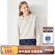 ELLE KIDS童裝 春季學(xué)院風(fēng)女童花紗翻領(lǐng)針織衫插肩袖親膚顯瘦毛衣 花紗淺灰色 165 （M）