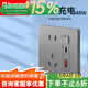 羅格朗（LEGRAND）開(kāi)關(guān)插座快充五孔插座面板仕典Pusl通用USB+typec雙口45W電源86型 仕典Plus深砂銀45W快充插座