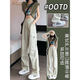 魯雅爾速干工裝褲女夏季新款寬松顯瘦休閑褲冰絲直筒運(yùn)動登山闊腿褲子潮 杏色 M