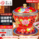 郭一元新景泰藍(lán)琺瑯老北京小火鍋單人酒精鍋環(huán)保油火鍋一人景泰藍(lán)銅火鍋 單人小肥牛紅底牡丹款 19cm