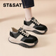 星期六厚底運動(dòng)鞋女時(shí)尚復古輕便增高小個(gè)子舒適旅游鞋休閑鞋 黑色 38