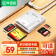 畢亞茲 SD/TF/CF/MS卡高速多功能合一讀卡器Type-C3.0支持內存儲卡相機記錄儀監控手機 線(xiàn)長(cháng)0.5m讀卡器白
