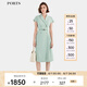 PORTS寶姿女裝2024春夏新款精致簡(jiǎn)約雙排扣褶裥拼接收腰連衣裙 薄荷綠 L (8)