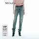 MO&Co.【NOIR系列】牛仔褲重工懷舊洗磨棉質(zhì)手工破洞高腰MBC4JEN042 牛仔藍(lán)色 M 27