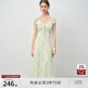 自巧小個子紅色雪紡格紋連衣裙女2025夏裝新款掐腰裙度假風(fēng)長裙子 藍(lán)綠格 M （尺碼：4）
