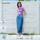 Calvin Klein Jeans夏季女士復(fù)古經(jīng)典雙后袋ck前開叉牛仔長裙半身裙40WK882 NA6-牛仔藍(lán) M 28
