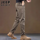 JEEP SPIRIT吉普休閑褲男直筒春夏季褲子男士商務(wù)修身彈力長褲 咖啡 32