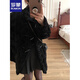 羅蒙（ROMON）2025冬季新款高級感翻領(lǐng)牛角扣仿羊羔毛外套女小個子毛茸茸外套 黑色 L -110-125斤