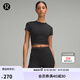 lululemon丨Nulu? 女士運動短款 T 恤*瑜伽日 LW3HMFS 黑色/濃縮咖 XS /4
