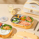 普諾爾304不銹鋼小學(xué)生飯盒分格午餐盒注水保溫飯盒便當(dāng)盒配筷勺湯碗 四格餐盒+飯盒袋含餐具1層1500ml