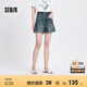 Semir[商場同款]森馬牛仔褲女時尚潮流做舊2024夏新款涼感寬松翻邊短褲 牛仔藍灰88401-涼感 165/70A/L