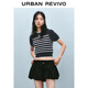 UR2025秋季新款女裝時尚撞色線條蝴蝶結(jié)圓領(lǐng)針織衫UYY950034 墨藍(lán)條紋 S