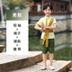 兒童傣族服裝夏季旅拍男女童少數民族服裝西雙版納異域泰國服影樓 【Z001 】男款-黃綠 130 cm