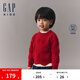 Gap男幼童撞色假兩件小熊毛衣圓領(lǐng)針織衫634388 紅色 100 cm(2-3歲) 亞洲尺碼