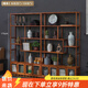 聚優(yōu)范博古架實(shí)木中式書架茶家具酒柜花架隔斷柜客廳擺件多層落地置物架 長(zhǎng)虹四門-100長(zhǎng)x2(純竹層板)