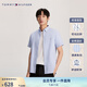 TOMMY HILFIGER【彈力牛津紡】夏季男裝休閑細(xì)條紋修身短袖襯衣襯衫男外套02782 藍(lán)白條紋0GZ M （推薦：130-140斤）
