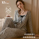 MOXTOC帶胸墊睡衣女網(wǎng)紅風(fēng)假兩件長(cháng)袖長(cháng)褲家居服套裝可外穿禮物 灰色（長(cháng)袖長(cháng)褲套裝） M （建議105斤內）