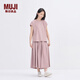 無(wú)印良品（MUJI） IDEE 女式 平紋 法國(guó)袖罩衫 短袖t恤上衣 女裝25年夏季 GA42CC5S 煙熏粉色 M （155/80A）