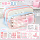 穗雪多巴胺透明筆袋2025年新款大容量女生高顏值ins風(fēng)鉛筆盒初中生撞色女孩款小學(xué)高中文具盒簡(jiǎn)約 【推薦學(xué)習套裝】粉拼藍/送刷題筆*5+熒光筆+