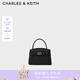 CHARLES&KEITH金屬扣帶凱莉包婚包手提單肩包包女包生日七夕禮物CK2-50270880 Black黑色 S