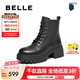 百麗（Belle）七夕禮物厚底增高馬丁靴女商場(chǎng)款真皮戶外短靴3N140DD4預(yù)售 黑色-單里 36 (230mm)