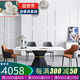 凱帝格 輕奢高端餐桌巖板桌面客餐廳家具家用高檔長(zhǎng)方形創(chuàng)意餐桌組合飯桌 【進(jìn)口巖板】餐桌+74號(hào)皮椅*4 1.8米長(zhǎng)