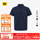 CAT卡特POLO衫男士經(jīng)典華夫格美式短袖翻領(lǐng)T恤25春夏新品通勤上裝 藏青色 L