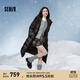森馬（Semir）羽絨服女冬長(cháng)款開(kāi)叉90絨子黑色防潑水連帽保暖休閑百搭鵝絨服 黑色（灰鵝絨）90001 M