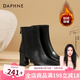 達芙妮（DAPHNE）官方 白色短靴女2025新款秋冬法式高跟瘦瘦靴子氣質(zhì)百搭馬丁靴女 黑色加絨【7CM高跟款】 35