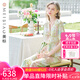 美標(biāo)送禮物短袖真絲睡衣套裝女春夏6A級(jí)100%桑蠶絲綢可外穿家居服秋 金色稻田 XL (170/92A)
