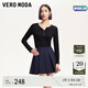 VEROMODA七夕禮物半身裙女2025春季新款條紋學(xué)院風(fēng)箱褶百褶短裙325116034 深藍(lán)色 L